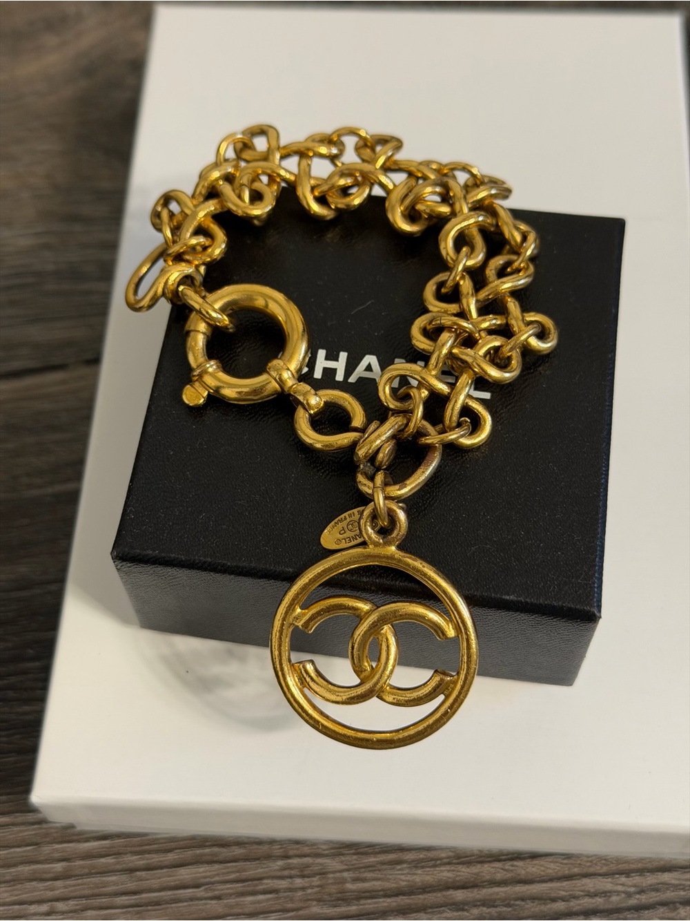 CHANEL Vintage Gold CC Infinity Chain Charm Bracelet
